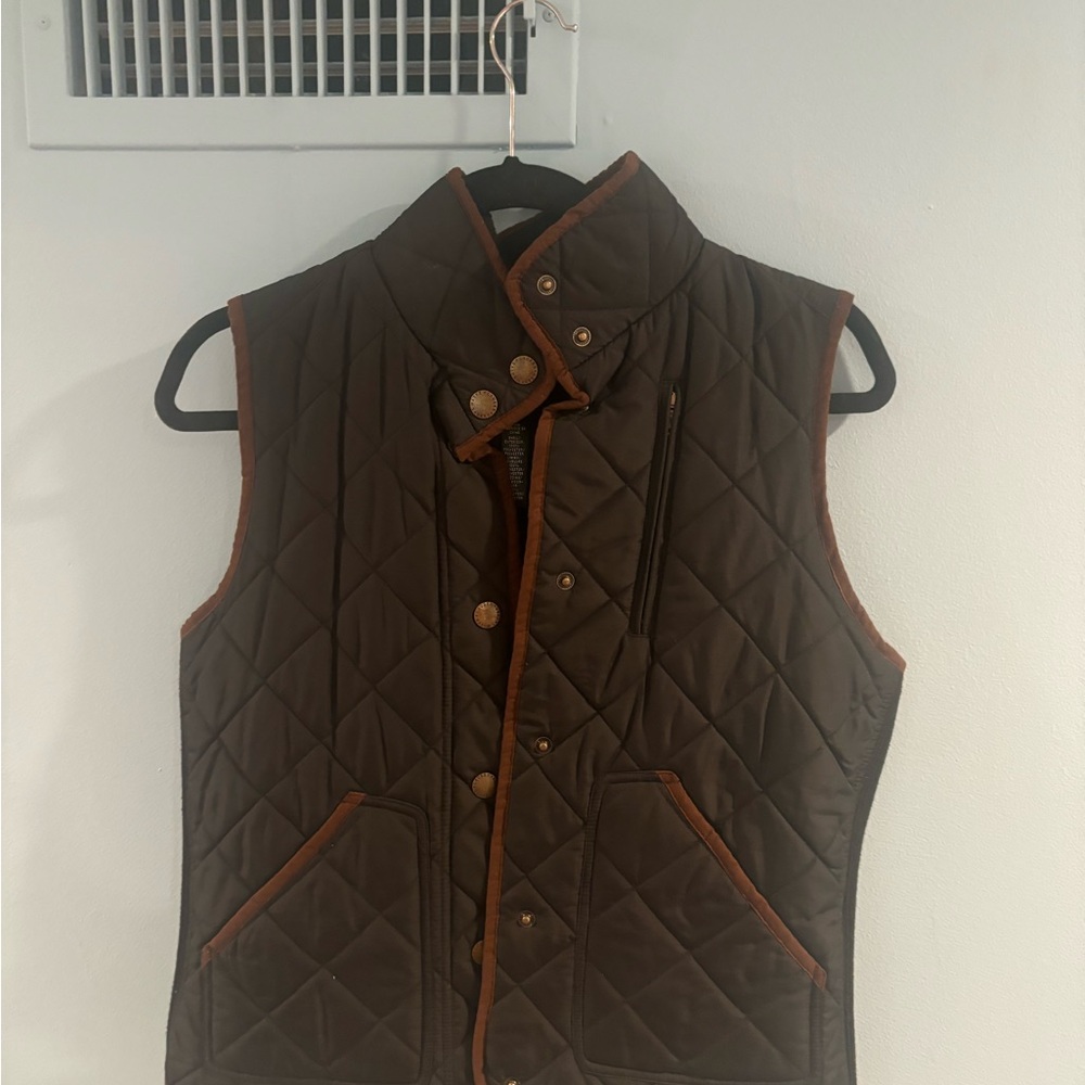 Ralph Lauren Women’s Black and Brown Quilted Brown Vest